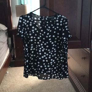 F21+ black/white polka dot blouse